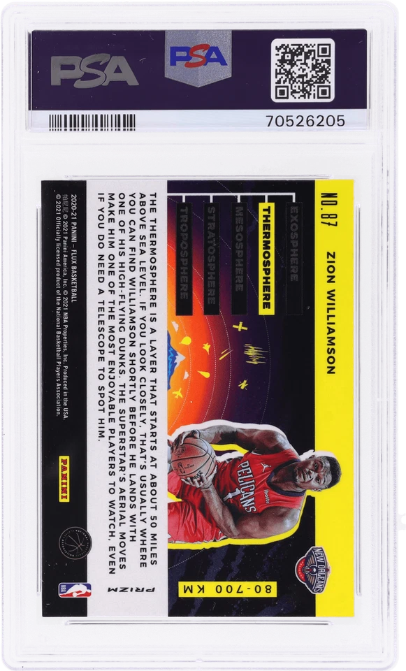 2020 Panini Flux Zion Williamson Atmosphere Thermosphere #87 PSA 9 - Image 2 of 2