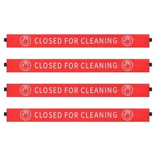 4 Pieces Red Closed for Cleaning Sign with Magnetic Ends Magnetic Restroom Si...