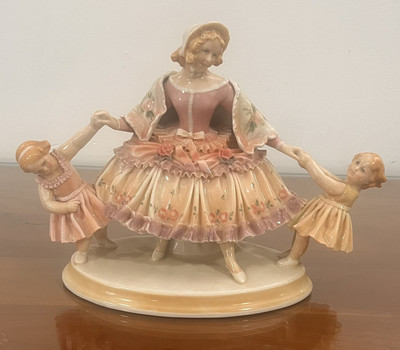Vintage Mutter mit zwei Mädchen, Fa. Ens, Rudolstadt - Volkstedt, Germany