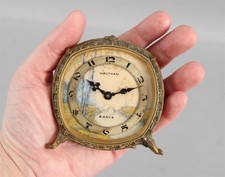 Antique Art Deco WALTHAM 8-Day Boudoir Clock, Miniature River Landscape Painting