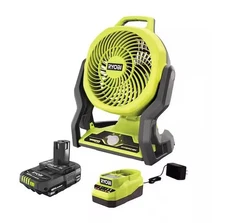 RYOBI ONE+ 18V Cordless Hybrid WHISPER 7.5 in. Fan Kit 2.0 Ah Battery + Charger