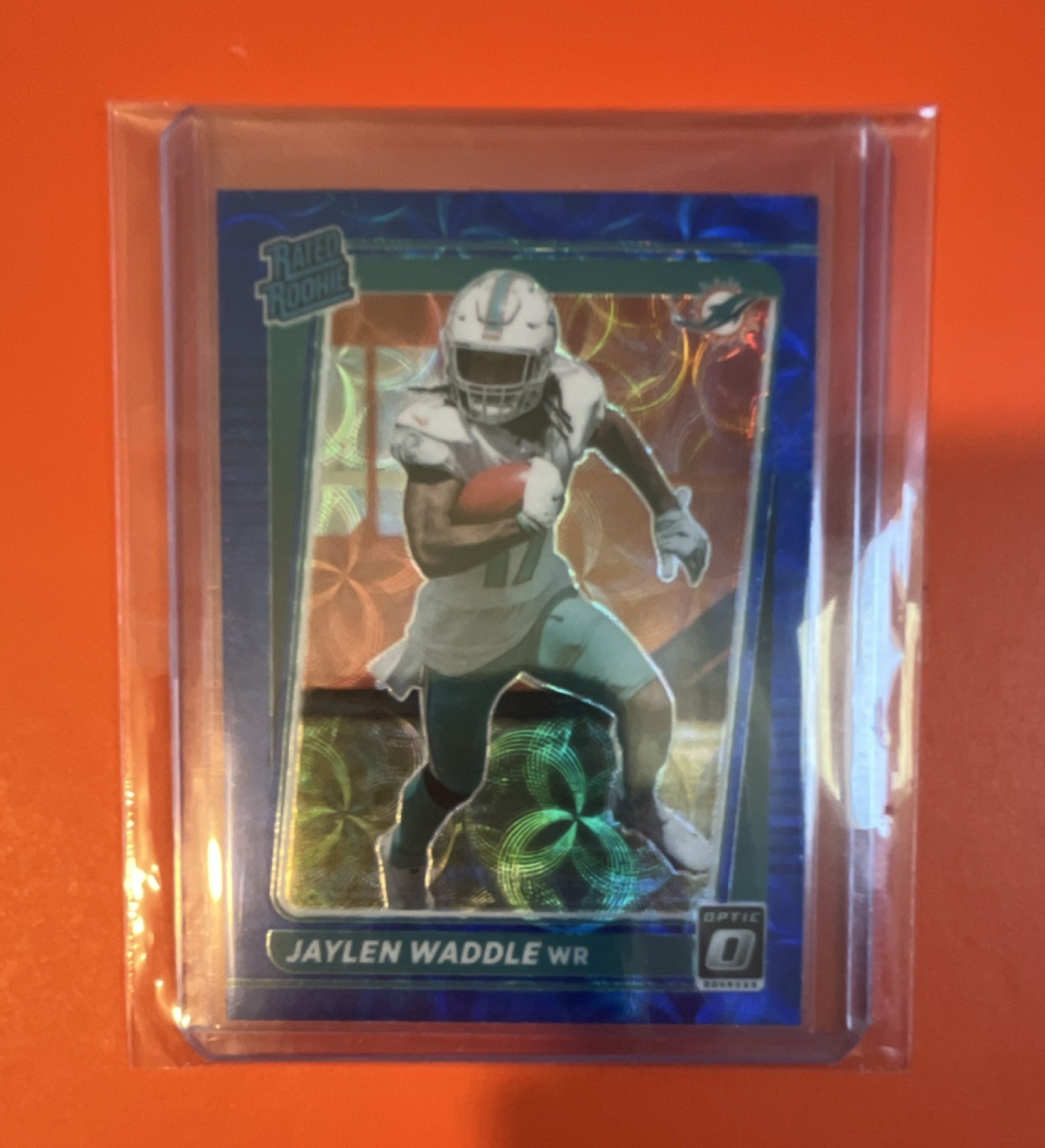 Panini 2021 Donruss Optic Rated Rookie Jaylen Waddle #208 Blue Scope Prizm Dolp…