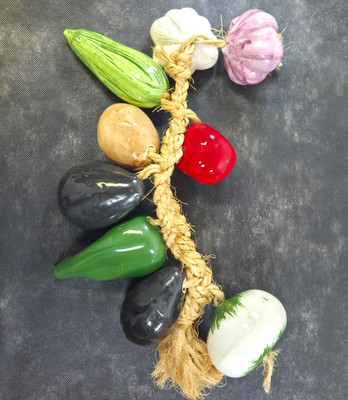 Vintage Ceramic Vegetables Hanging on Rope