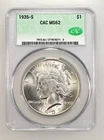 1935-S Peace Silver Dollar - CAC MS62 - KEY DATE COIN WITH CARTWHEEL LUSTER #334