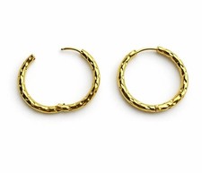 Hammered Gold Hoop Earrings Textured Huggie Hoops Waterproof Steel Gift For Her