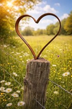 Gartendeko Edelrost Herz zum einschrauben , Rostoptik Gartenstecker rostige