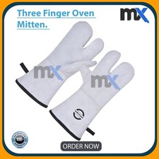 Professional Bakers Oven Gloves – Heavy Duty Heat Resistant Three Finger Mittens