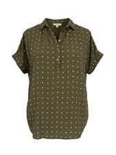 Madewell Olive Green Polka Dot Button-Up Blouse