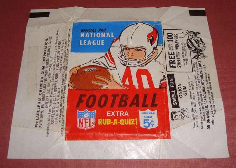 Vintage 1967 Philadelphia Football Card Swell Gum 5¢ Wax Pack Wrapper ONLY