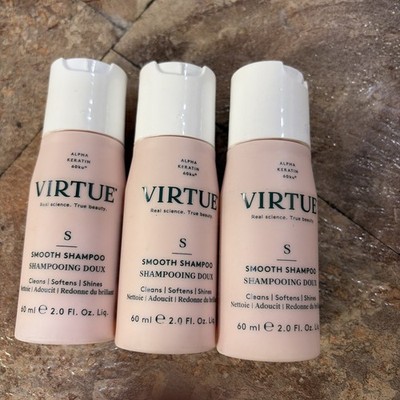 Lot of 3 Alpha Keratin 60ku Virtue Smooth Shampoo 2 FL OZ x3 Travel Size NWOB