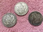 MORGAN SILVER DOLLAR COINS. LOT OF 3  CIRCULATED PRE. 1921  LOT # 10