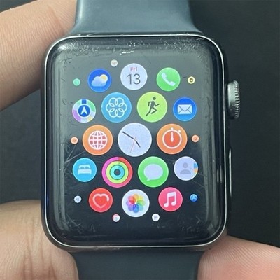 Apple Watch Series 3 42mm Gray Aluminum Case Black Silicone Band GPS/CELLULAR
