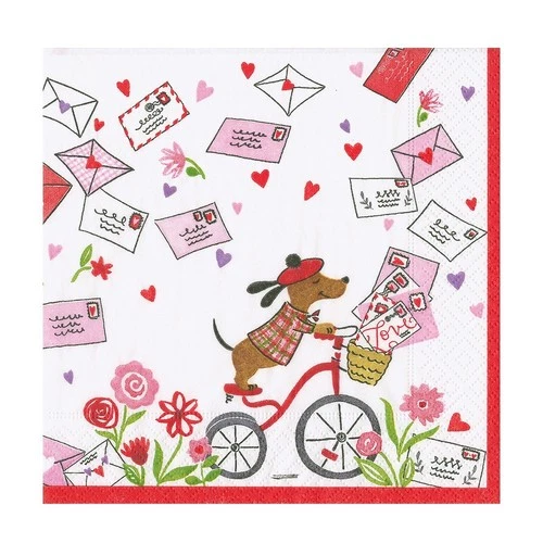 Love Notes Caspari Paper Table Napkins 25 cm square 3 ply cocktail napkins