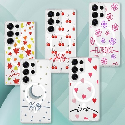 For Samsung Galaxy S25/S26/A37/A57/A17 Custom Sweet Magnetic Case Clear PC Cover