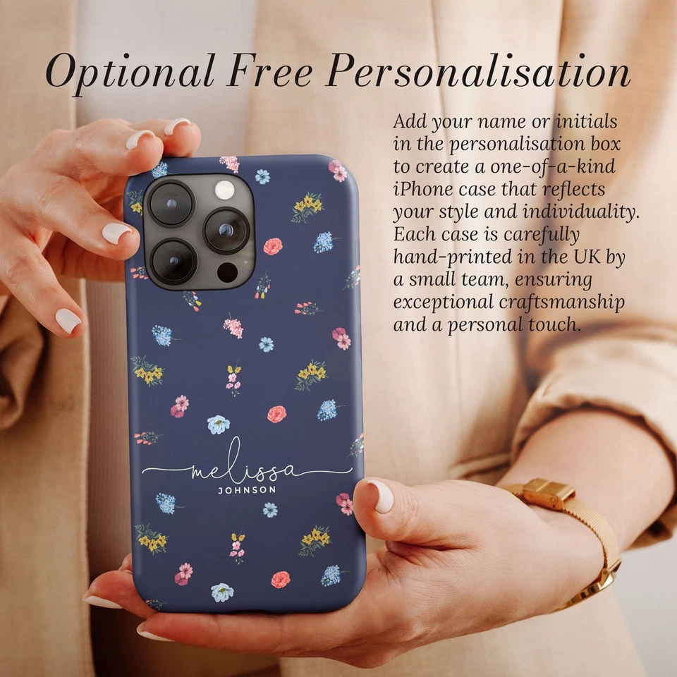 Funda Teléfono Personalizada para iPhone 16 16e 15 14 13 Pro Max Floral Abeja Shabby Foto 3 de 4