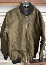 Bomber Jacket Men's Size Medium Olive Green Full Zip Lined