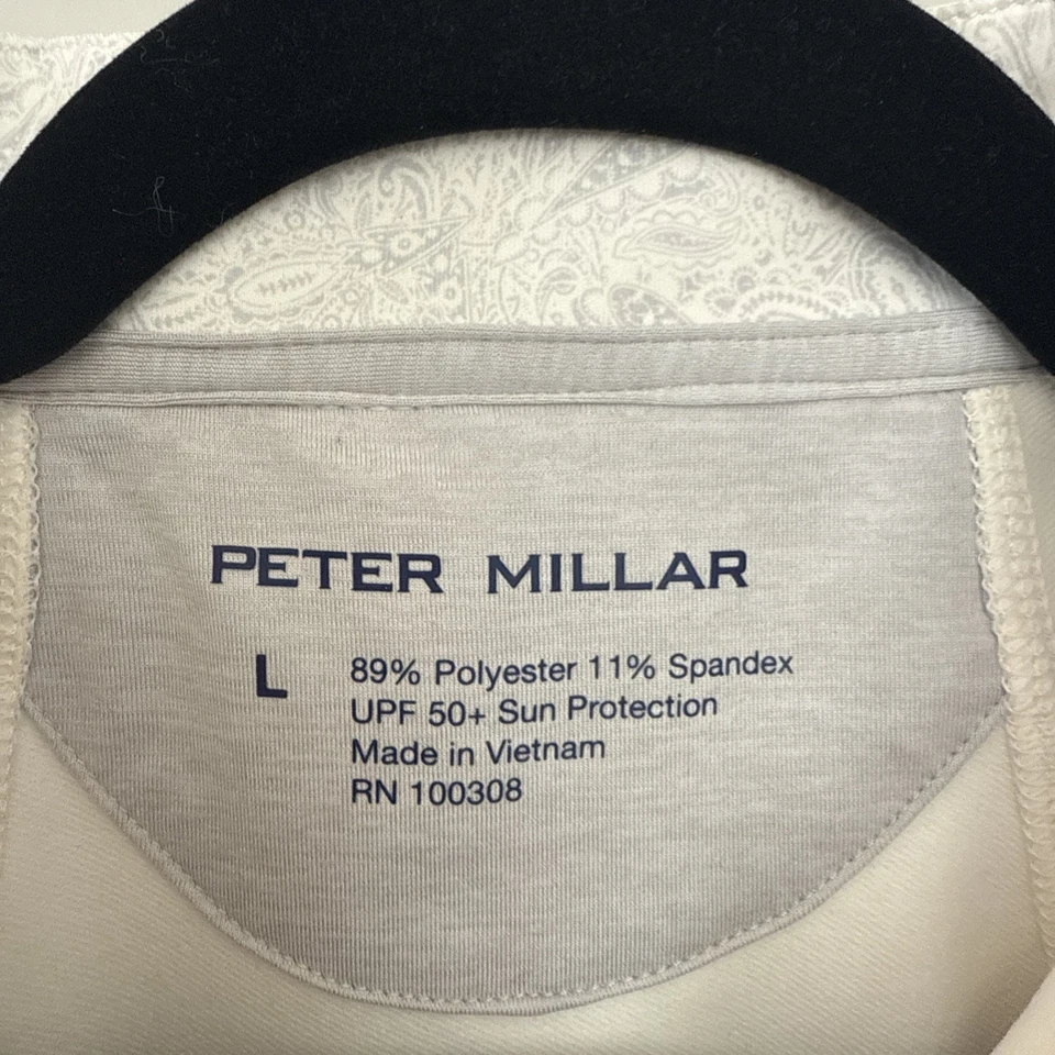 Pullover Peter Millar Golf 1/4 Cremallera Mujer Grande Marfil Cachemira Rendimiento UPF Foto 3 de 4