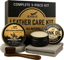 Leather Boot Care Kit – Mink Oil, Saddle Soap for Leather, Applicators & Cloth –