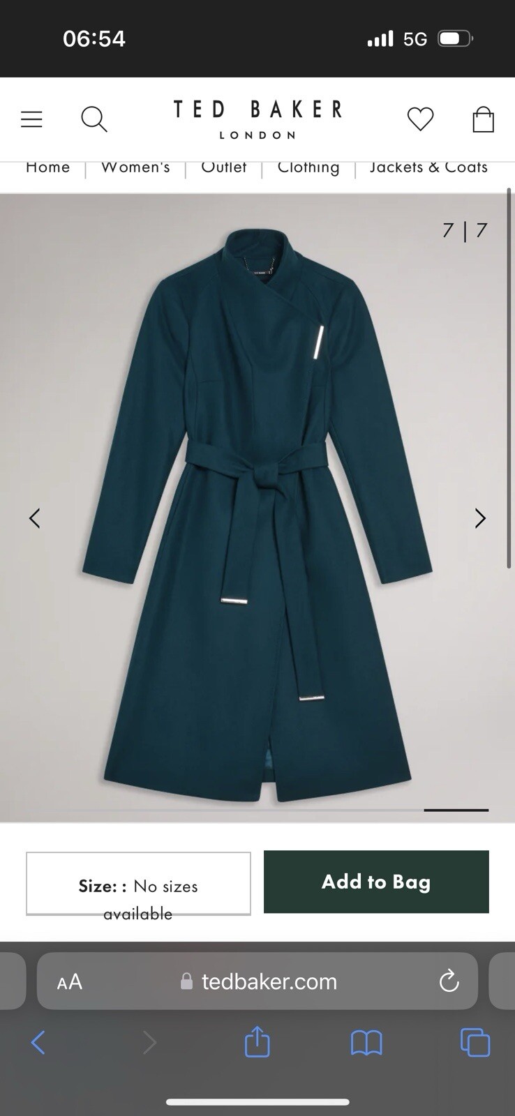 Ted Baker Sandra Dark Teal Wool Long Coat TB1 image 2