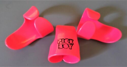 A 3 PACK OF LARGE PINK COLOURED PLASTIC FINGER PICKS, FREE POSTAGE - Picture 3 of 4