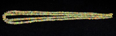Ein 16 '' Natürlich Äthiopische Opal Welo Feuer Edelstein Perlen 2Strands Schwarz