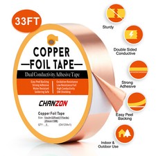 1" X 33 Feet Copper Foil Tape with Conductive Adhesive for Guitar EMI Shielding