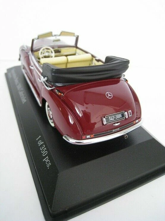 MERCEDES 300 W186 CABRIOLET 1952 RED MINICHAMPS 437032131 1/43 RESINE 350 PCS - Photo 4/4