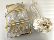 Sherry et Cie Couture Bridal Wedding Beaded Garter, Hankie, Sachet  Bag Lot