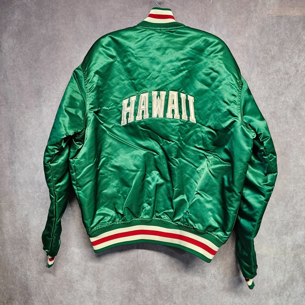Rare Vintage 80s Starter UH University Hawaii Rainbows Warriors Satin  Jacket XL