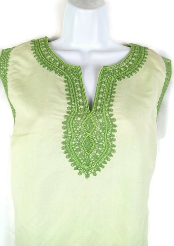 Women's Sherry Taylor Green Embroidered Sleeveless Tunic Top Size X-Large NWT - Picture 4 of 7