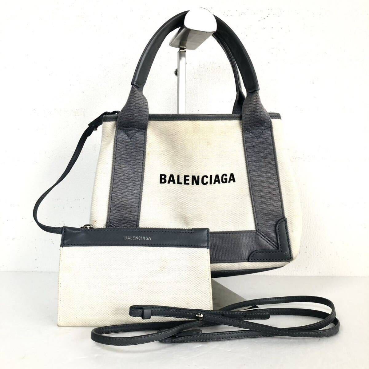 Balenciaga Navy Cabas XS 2-Way Tote Bag Shoulder Bag Canvas  