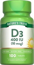 Vitamin D3 400iu  100 Tablets  Non-GMO, Gluten Free  by Nature's Truth