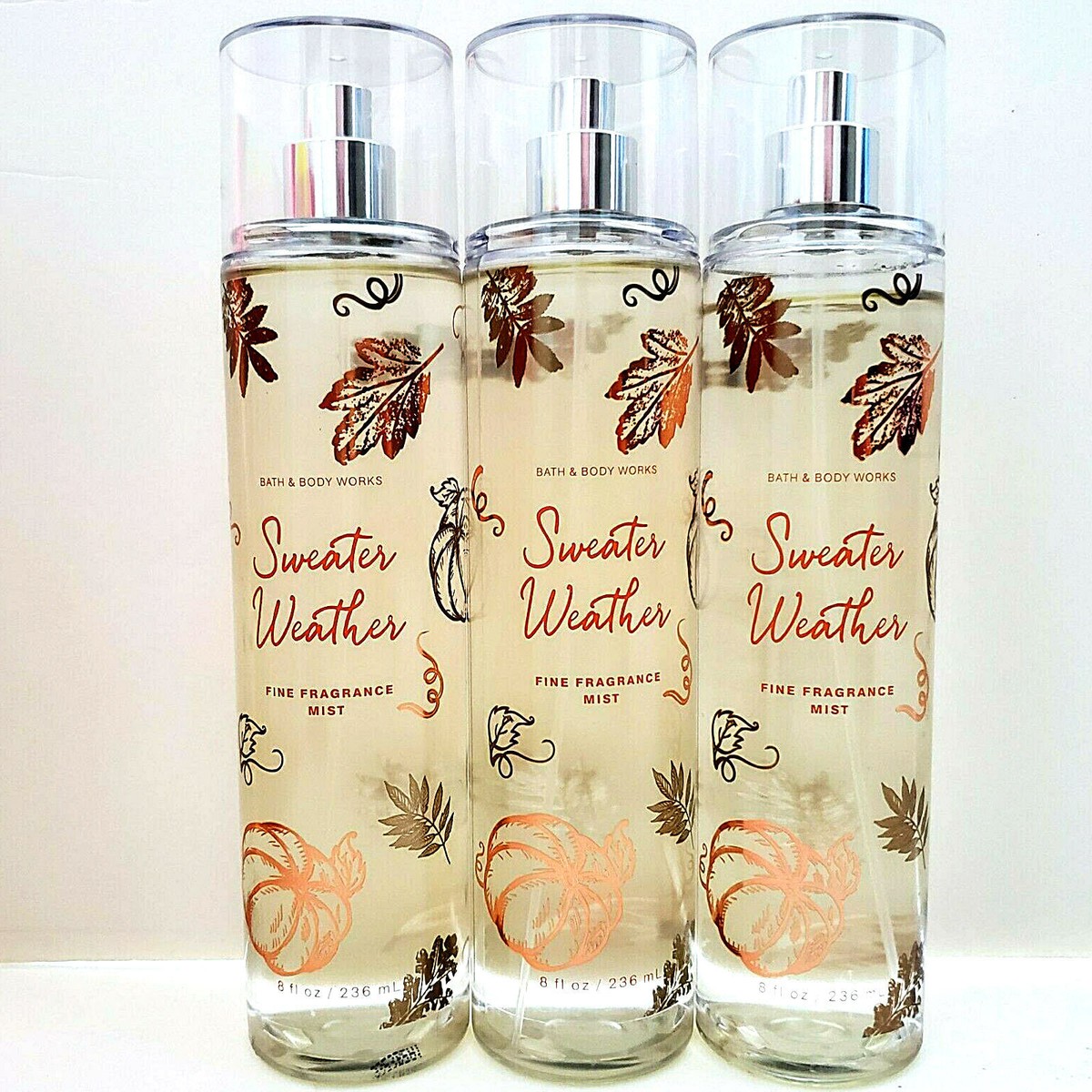 BATH & BODY WORKS SWEATER WEATHER BODY MIST SPRAY 8 OZ (LOT OF 3
