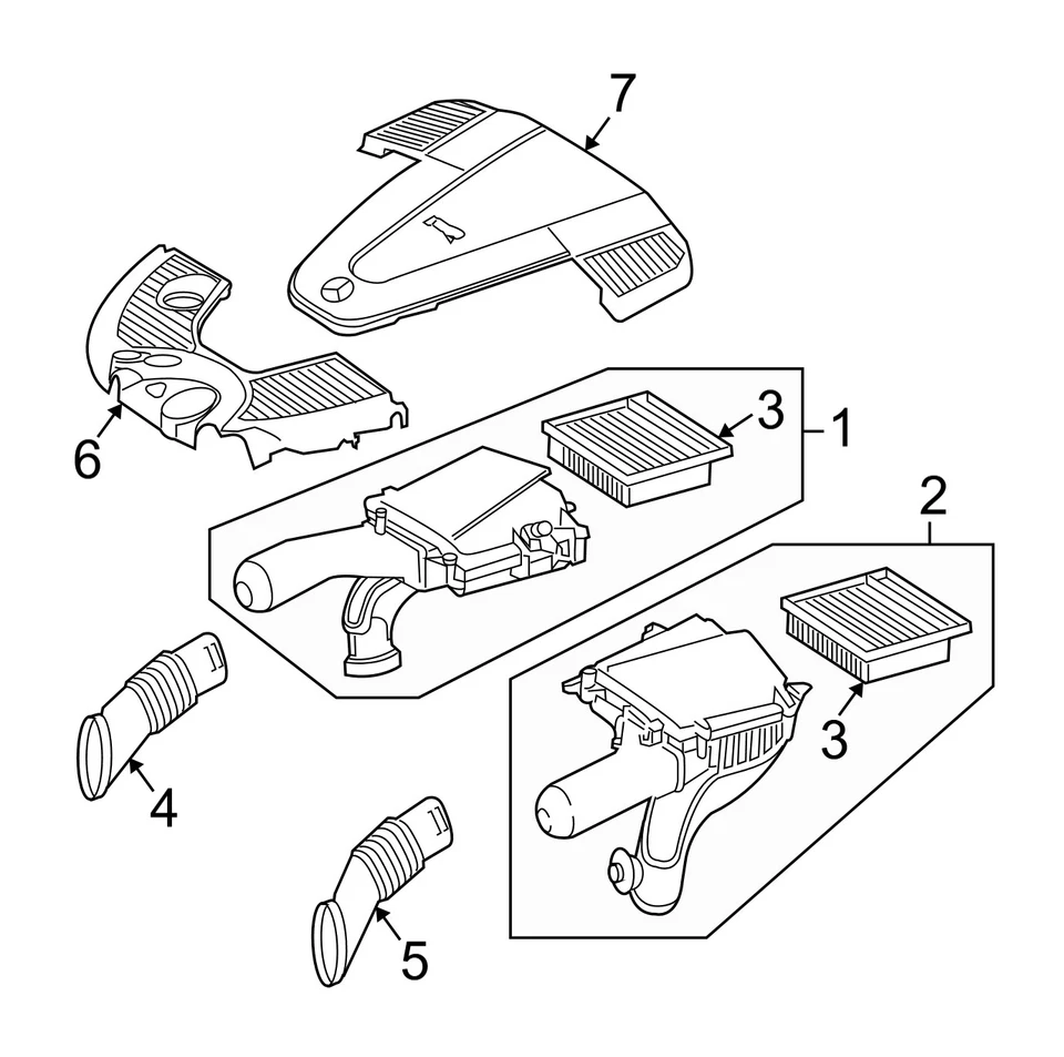 Conjunto de filtro de ar caixa contém 2 filtros genuínos para Mercedes C216 W222 W463 R231 - Imagem 2 de 2