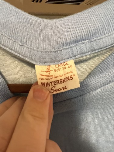 Vintage 1970s Sears Winterskins Women’s Thermal Shirt M/L Baby Blue - Picture 3 of 4