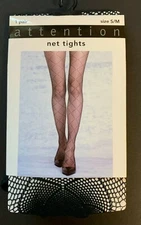 Women's Black Net Tights, Size S/M NEW Attention