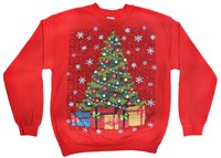 Christmas Tree Lights Presents Red Men's Sweatshirt Size Medium on sale Christmas Tree Lights Presents Red Men's Sweatshirt Size Medium on sale