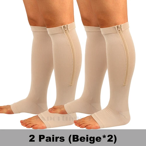 Zipper Compression Socks Support Graduated Stockings Mens Women 20-30mmHg Unisex - Picture 17 of 22