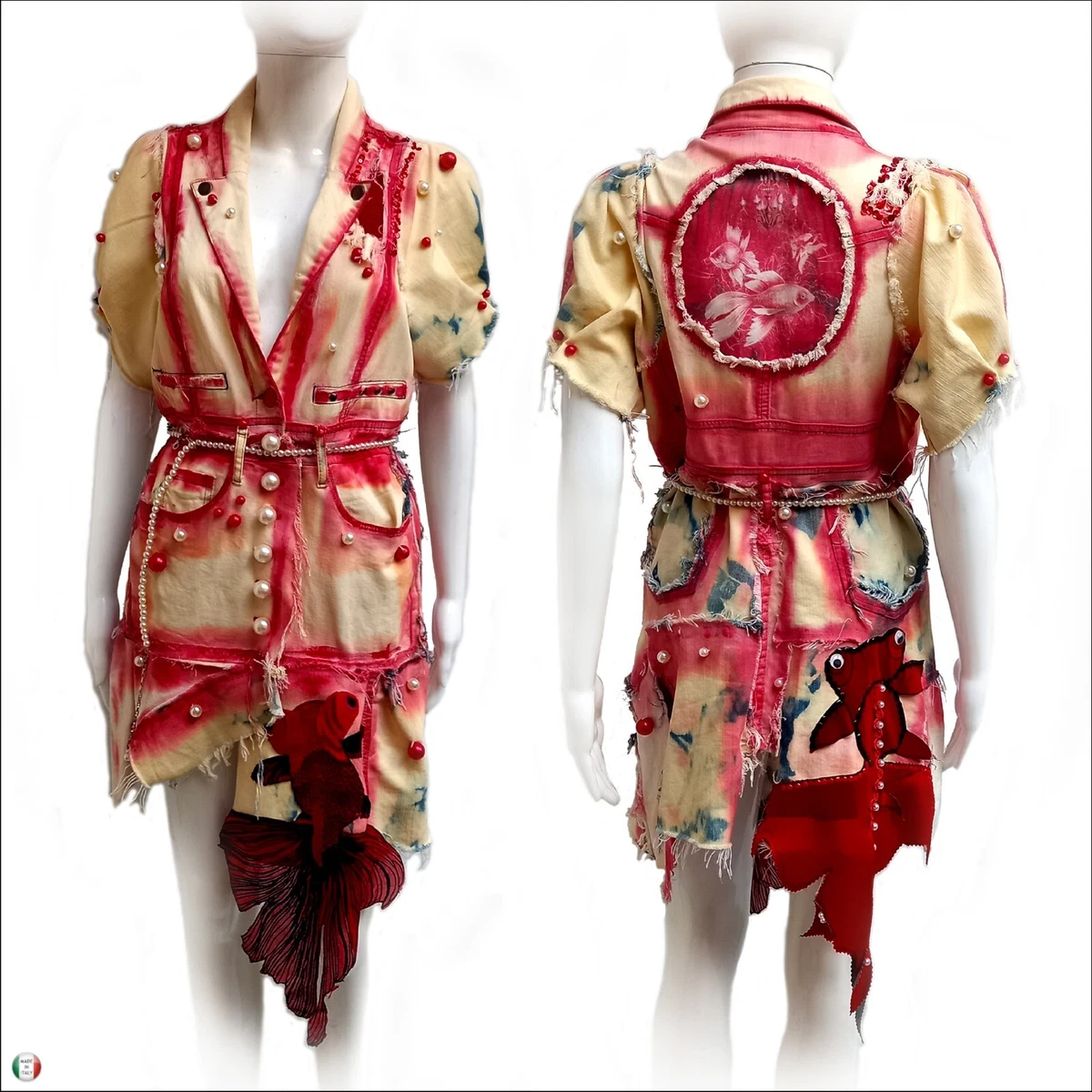 Giacca Lunga Trapuntata Donna Con Stampa Floreale Vintage - Cotone Leggero Con Colletto Alto E Bottoni A Rana, Taglia Unica, Disponibile In Rosso E Grigio