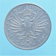 VITTORIO EMANUELE III 2 LIRE 1902 AQUILA SABAUDA MONETE DA COLLEZIONE ARGENTO 
