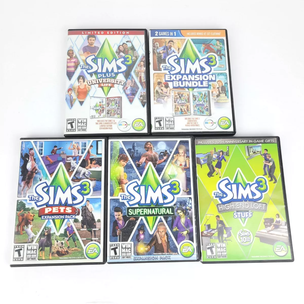 Lot of 4 The Sims 3 Games PC World Ambitions University High End Expansions