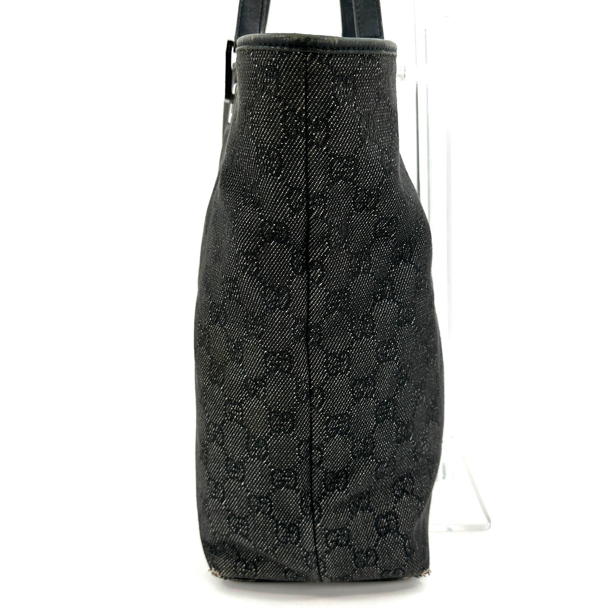 VIP SALE!!Gucciグッチ♪796231 Gucci GG Canvas Shoulder Tote Bag Leather Black silver 31242