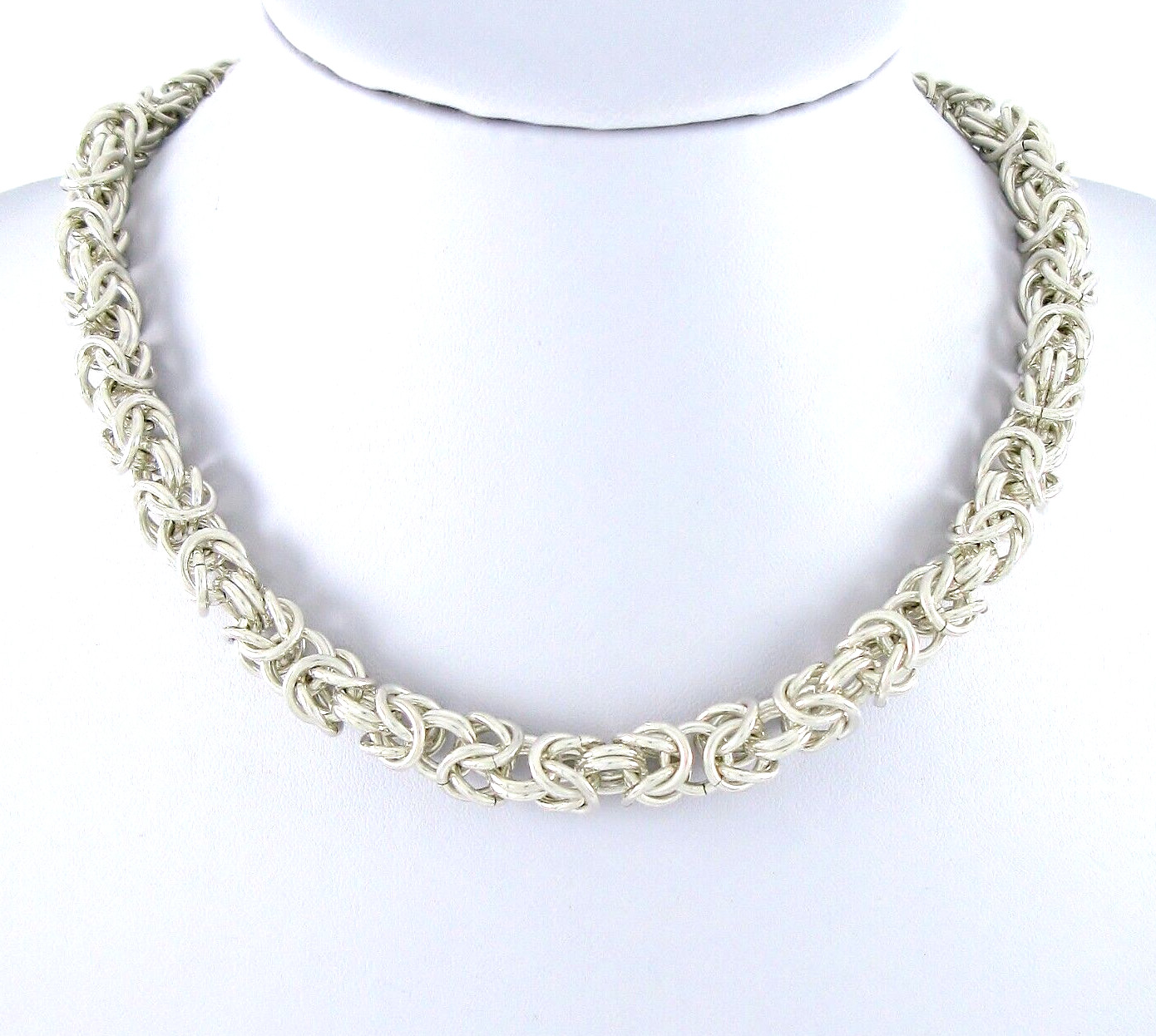 Solid Sterling Silver 925 18" Byzantine Chain Nec… - image 9