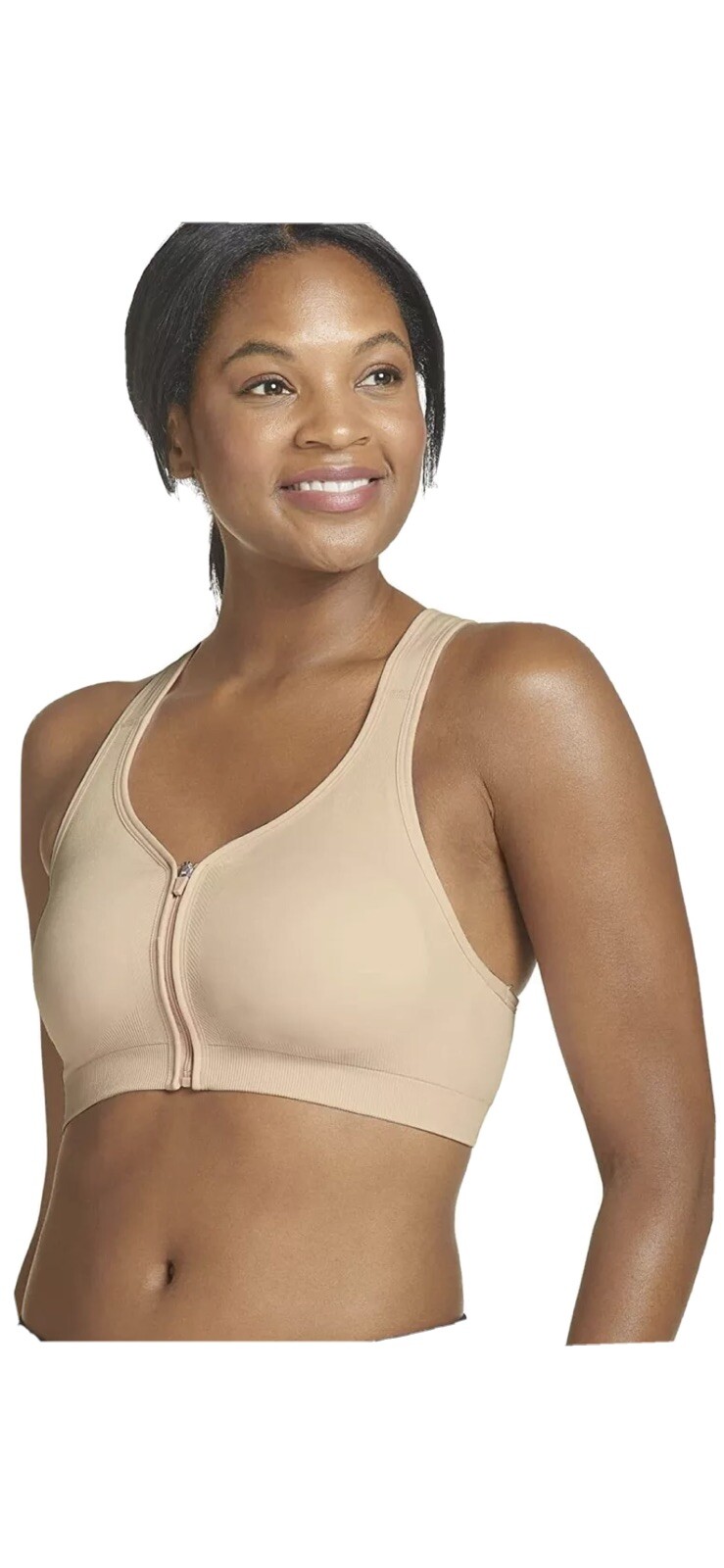 Jockey Women's Zip Front Seam Bra Nude Size X-Large UnDt for