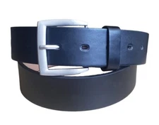 Mens Genuine Leather Casual Black Belt With Screw On Removeable Buckle