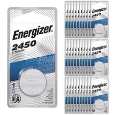 Energizer CR2450 Battery 3V Lithium Coin Cell Batteries (100 count) - Exp-2034