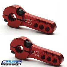 Go Nitro Hobbies 24T 3 Hole Aluminum Heavy Duty Servo Arm 2 Red Hitec