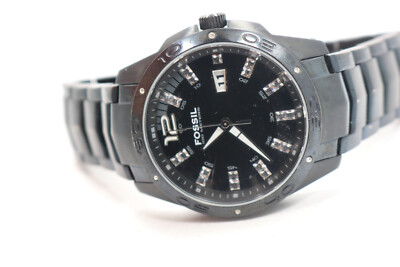 Fossil Black Watch with Crystal Detailing FOSSIL Raquel Womens Watch, Abalone Dial Date, Glossy Black  main image 3