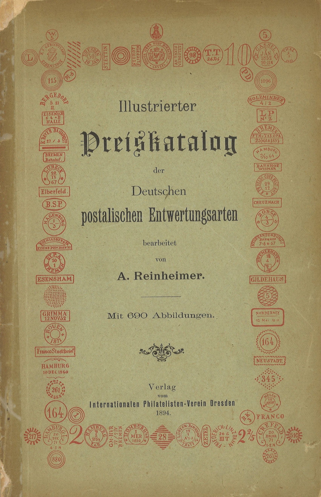 Adolf Reinheimer Ill. Price catalogue of postal validation types eBay