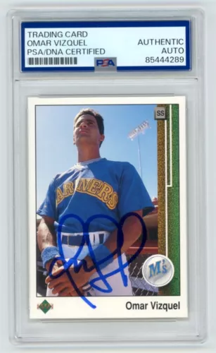 OMAR VIZQUEL Signed 1989 Upper Deck UD ROOKIE Card #787 + PSA Auto